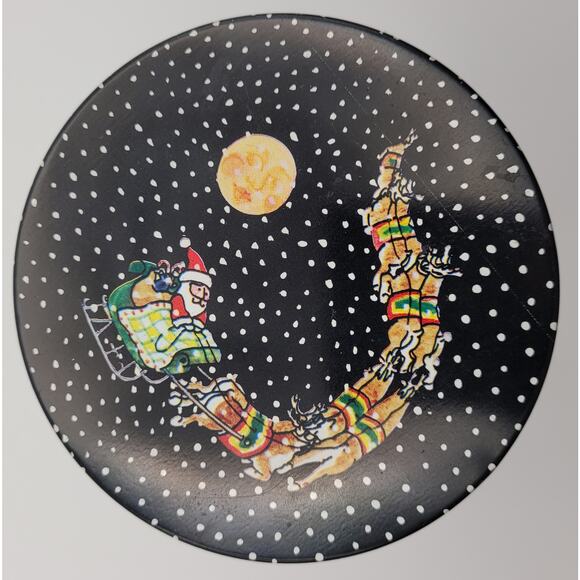 Set of 4 Lynn Gates Nesting Christmas Tins Snowy Christmas Eve with Santa on Lid - Picture 2 of 9